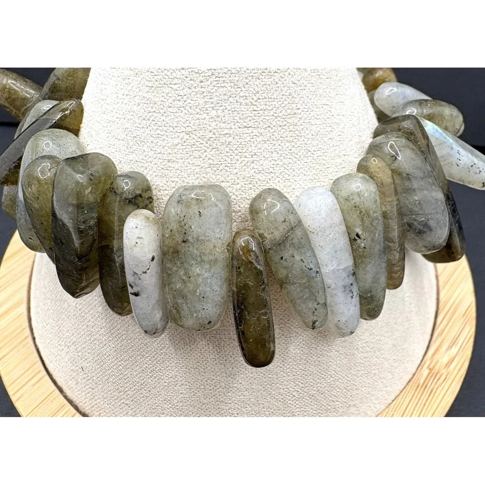 Natural‎ Labradorite Stretch Bracelet Spear Stick Chip Beads